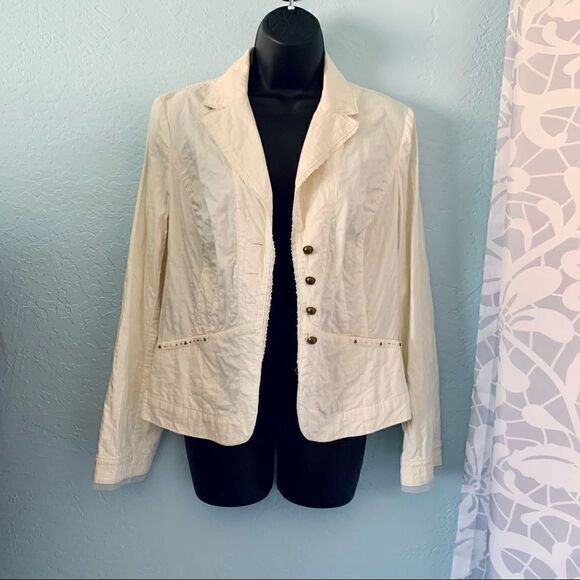 Bandolino Cream Cropped Blazer Jacket Size 10 - Picture 3 of 14
